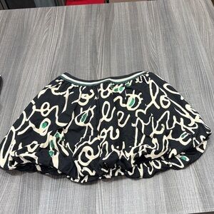 Catimini Black and Cream Mini Bubble Skirt with Green Accents